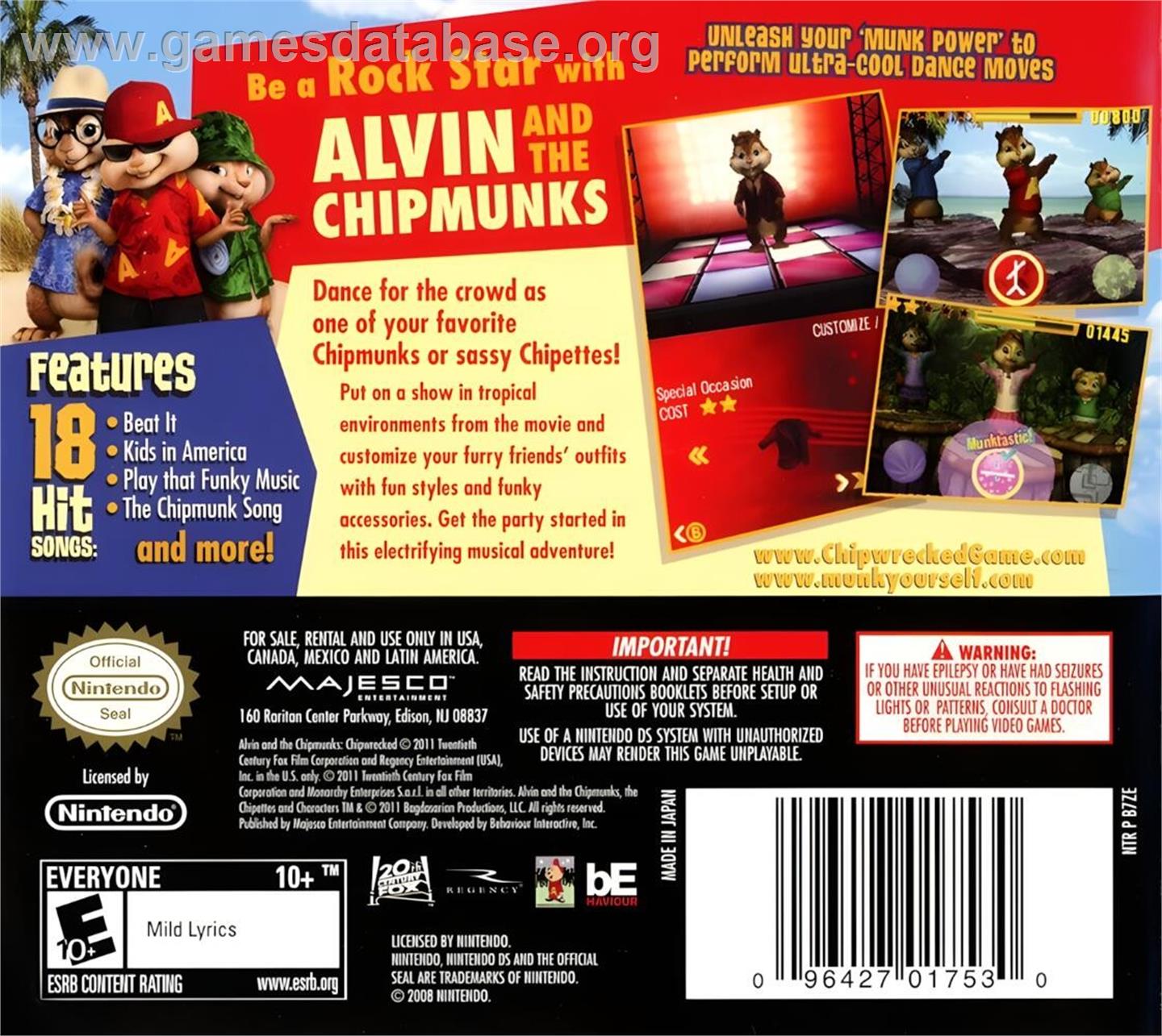 Alvin And The Chipmunks - The Squeakquel - Nintendo DS - Artwork - Box Back