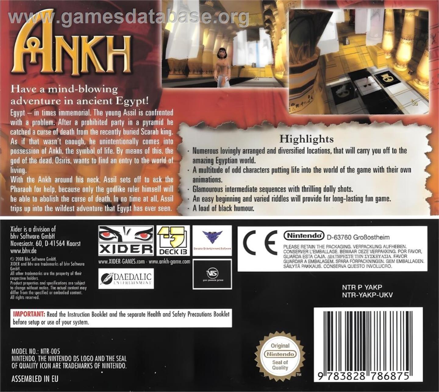Ankh - La Malediction Du Roi Scarabee - Nintendo DS - Artwork - Box Back