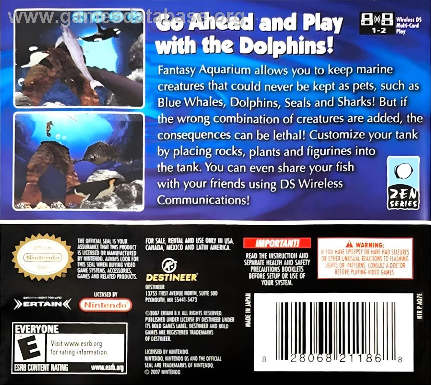 Aquarium By Ds - Nintendo DS - Artwork - Box Back