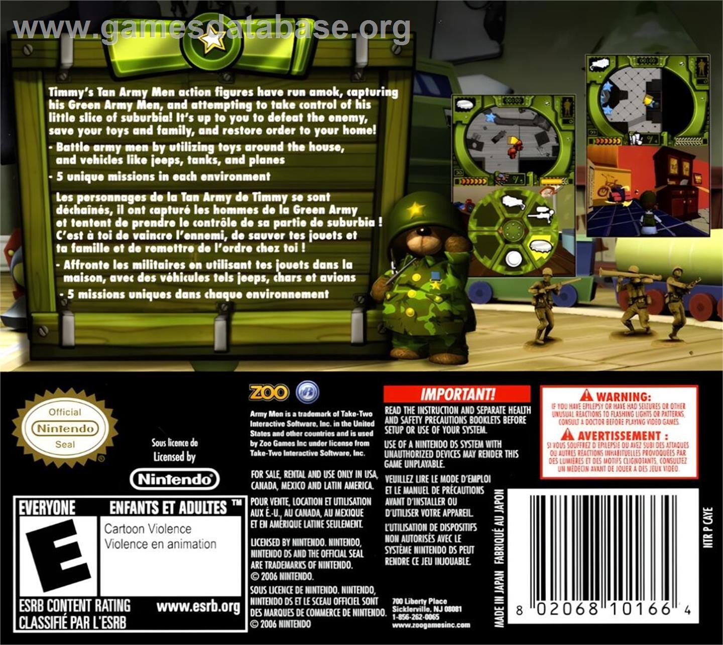 Army Men - Soldiers Of Misfortune - Nintendo DS - Artwork - Box Back