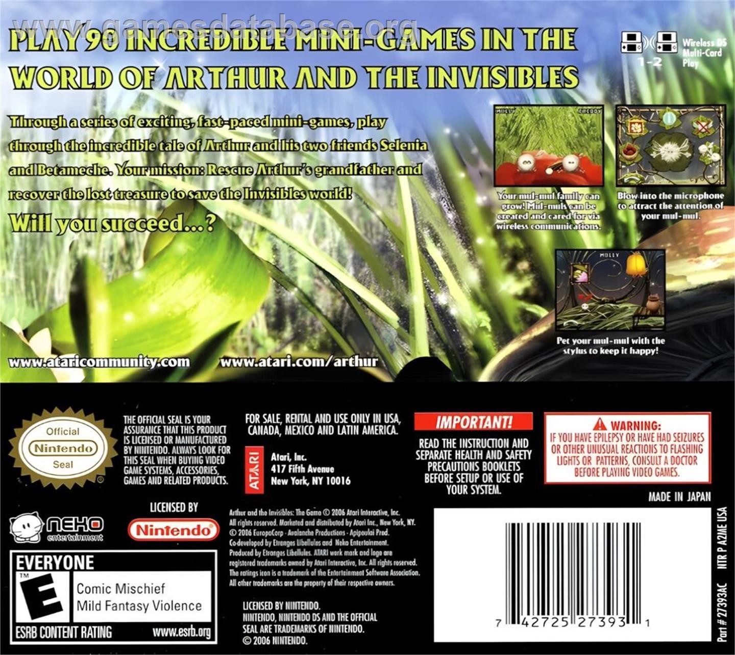 Arthur And The Minimoys - Nintendo DS - Artwork - Box Back