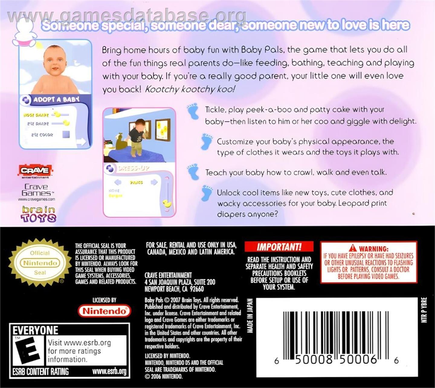 Baby Pals - Nintendo DS - Artwork - Box Back
