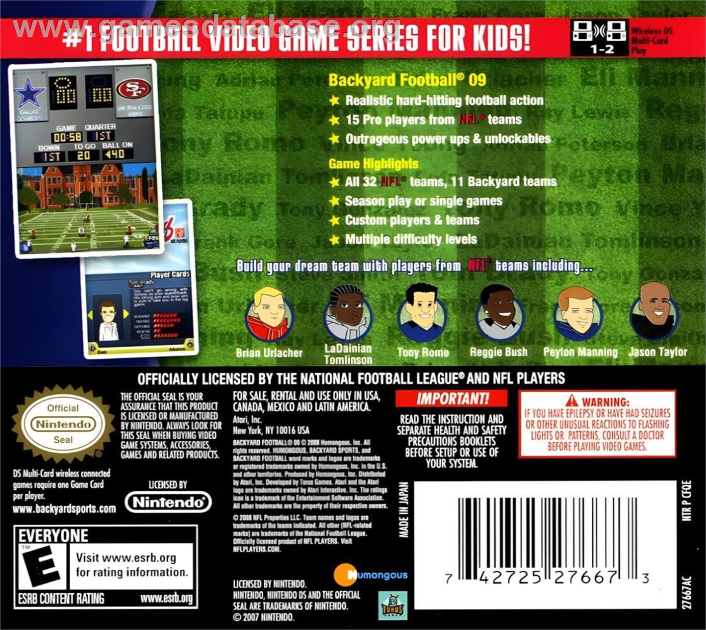 Backyard Football '09 - Nintendo DS - Artwork - Box Back