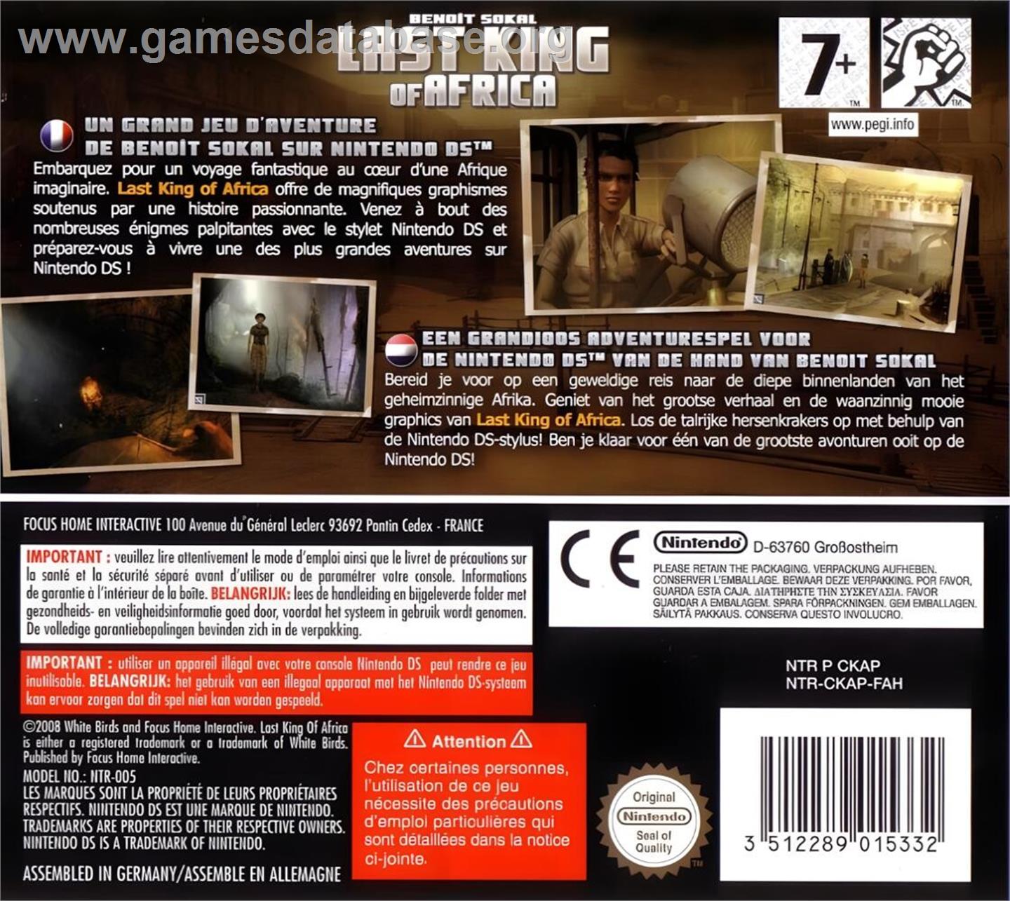 Benoit Sokal Last King Of Africa - Nintendo DS - Artwork - Box Back