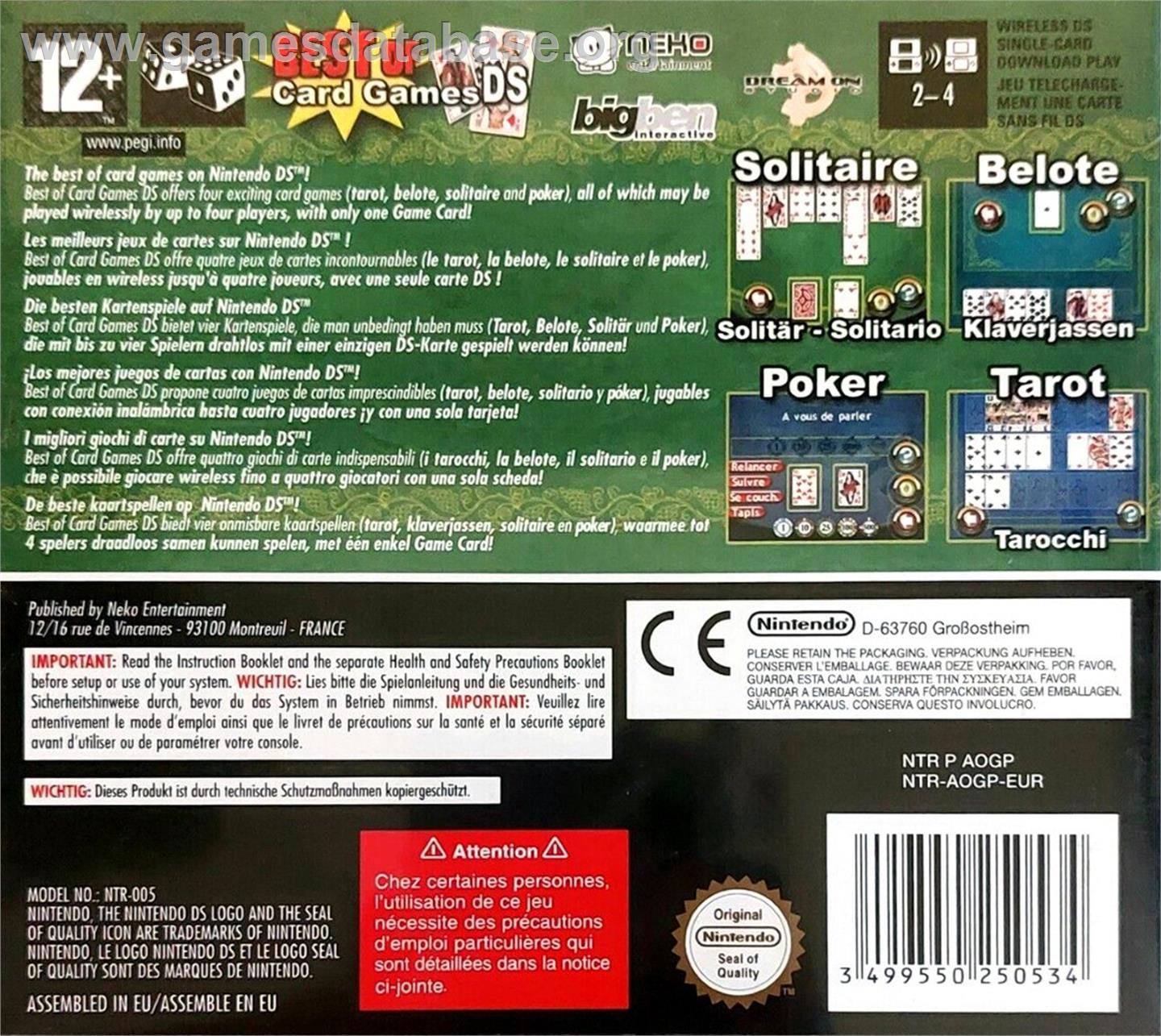 Best Of Card Games - Nintendo DS - Artwork - Box Back