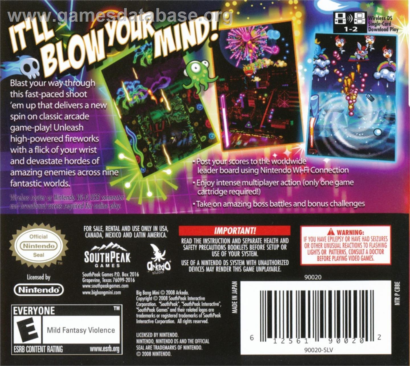 Big Bang Mini - Nintendo DS - Artwork - Box Back