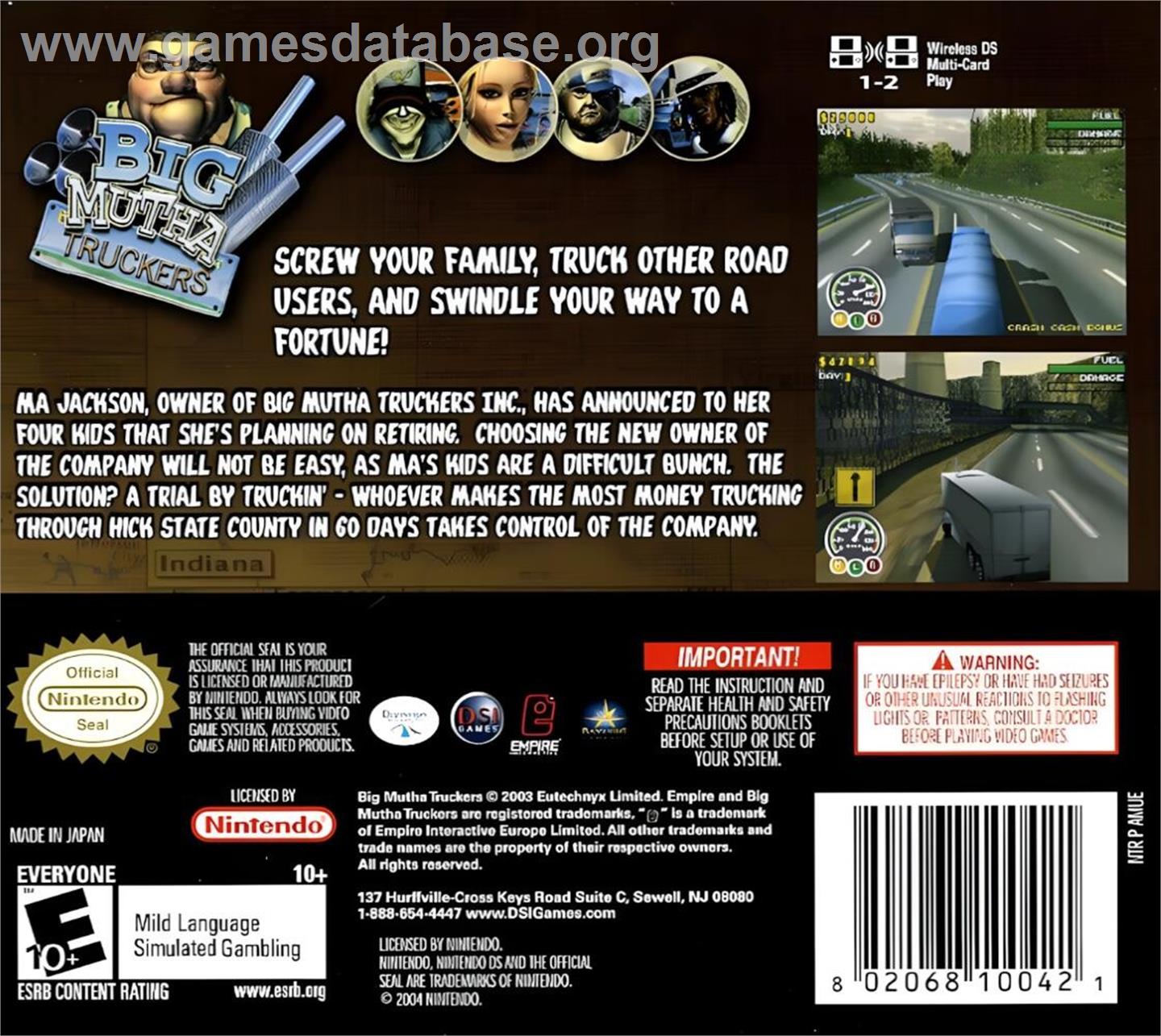Big Mutha Truckers - Nintendo DS - Artwork - Box Back