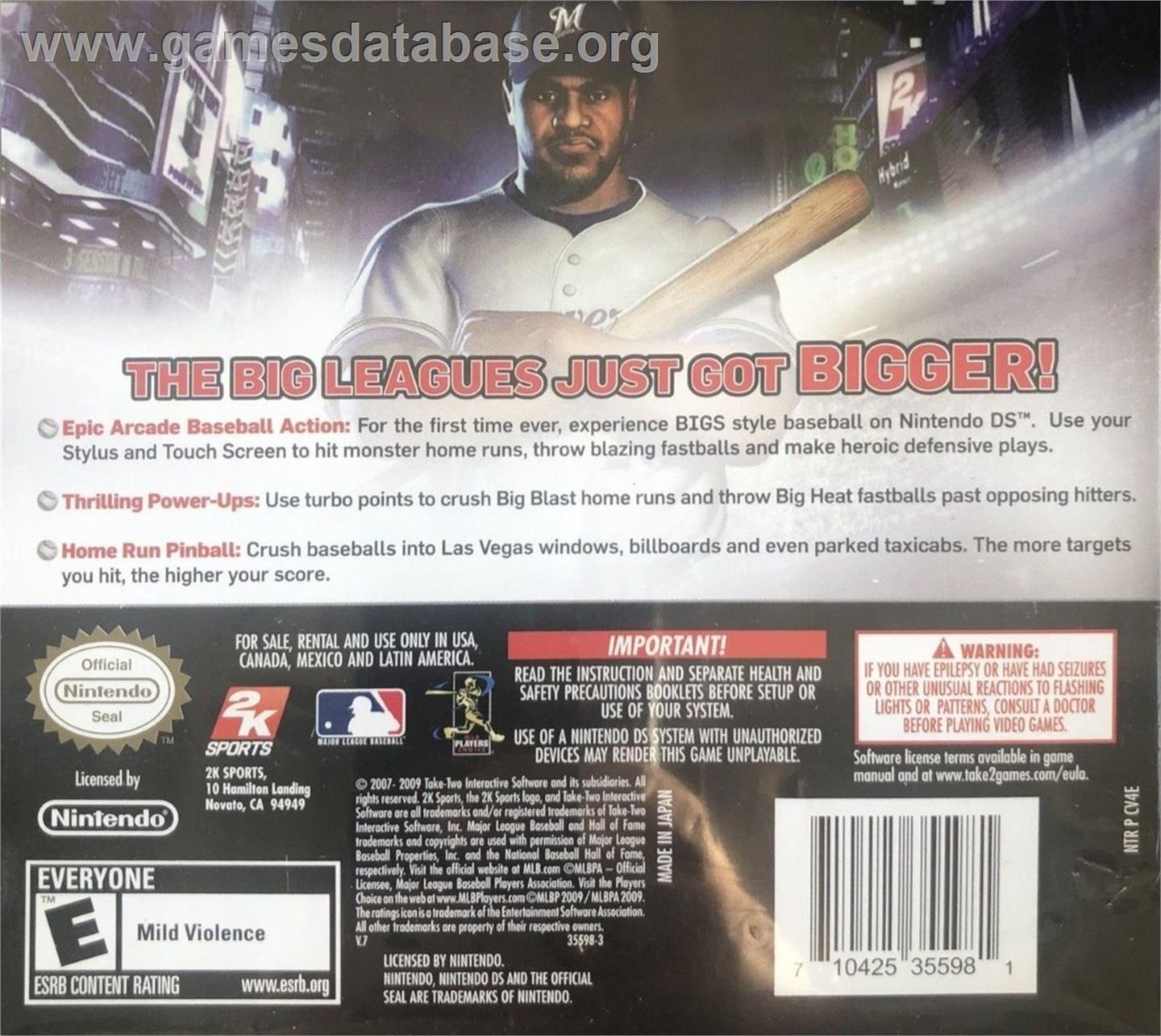 Bigs 2, The - Nintendo DS - Artwork - Box Back