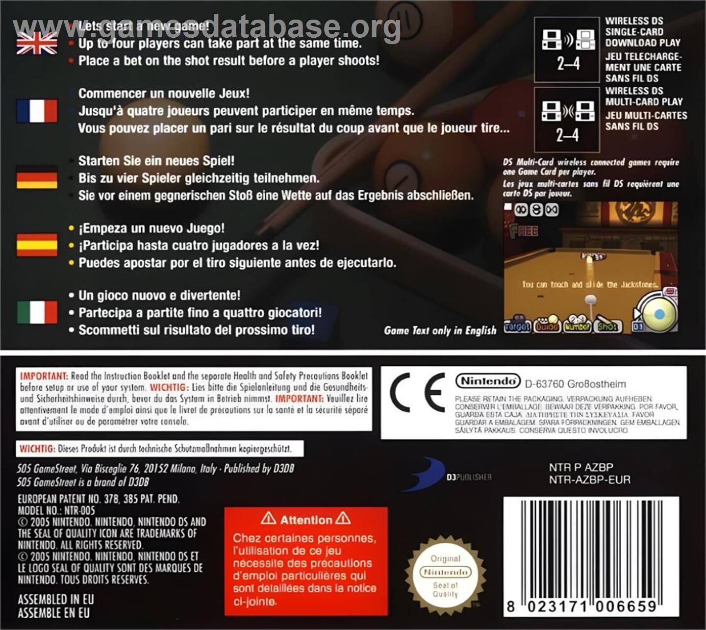 Billiard Action - Nintendo DS - Artwork - Box Back