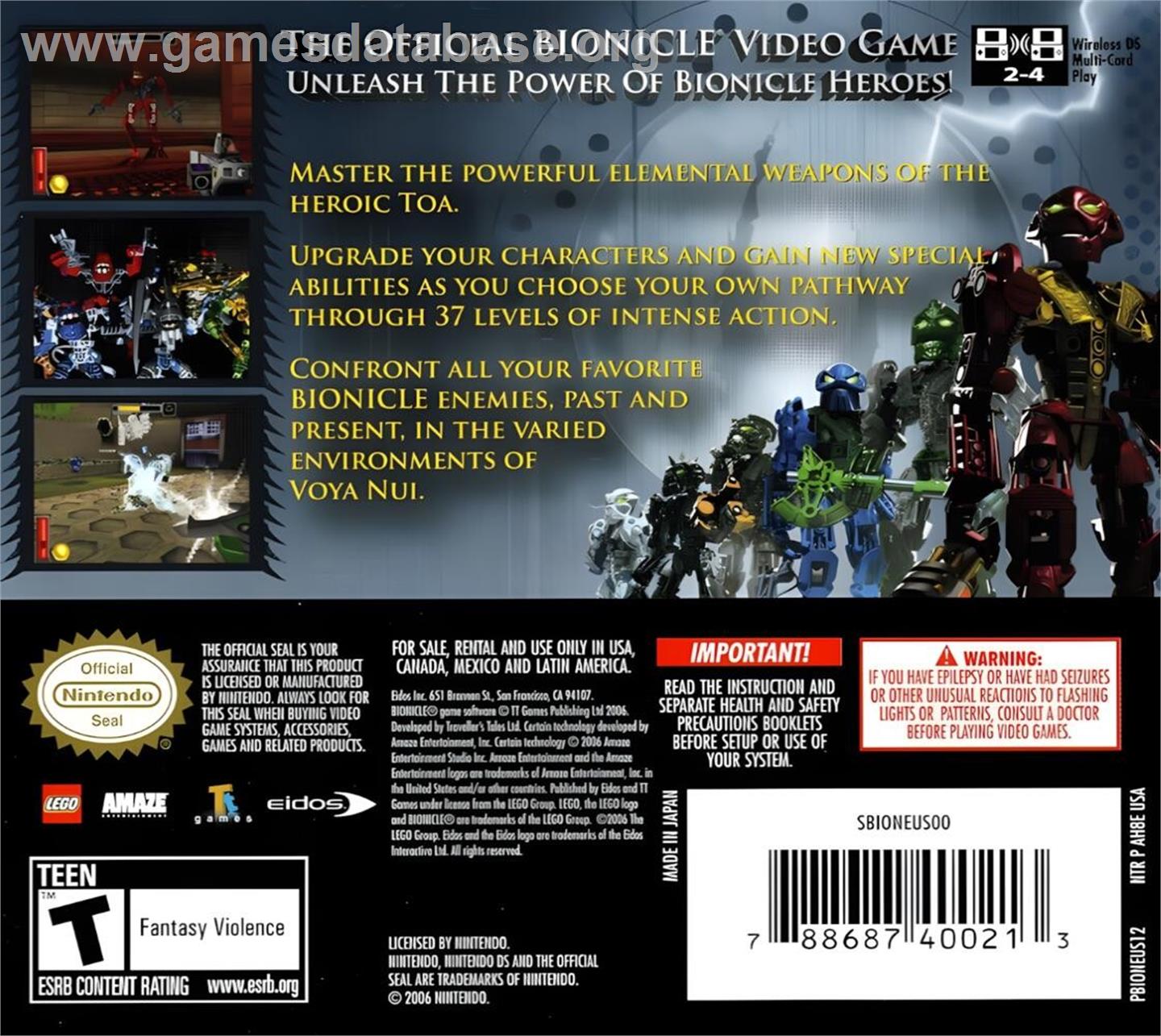 Bionicle Heroes - Nintendo DS - Artwork - Box Back