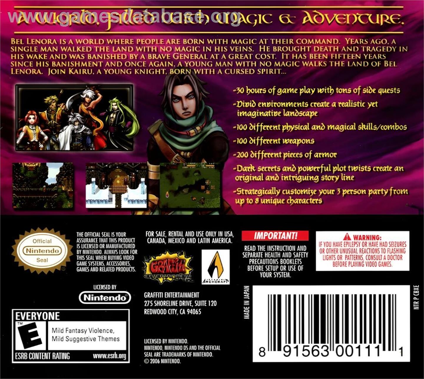 Black Sigil - Blade Of The Exiled - Nintendo DS - Artwork - Box Back