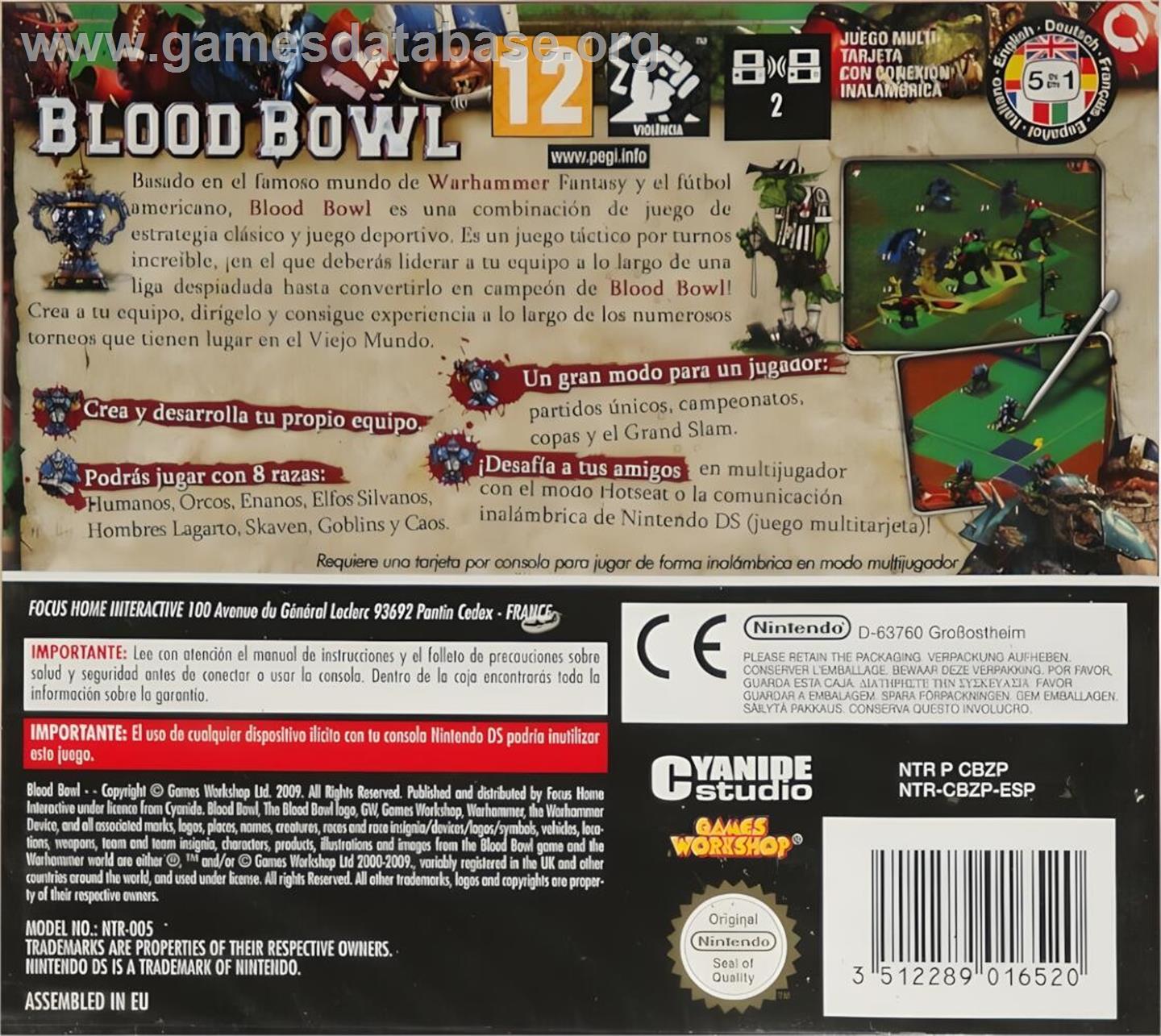 Blood Bowl - Nintendo DS - Artwork - Box Back