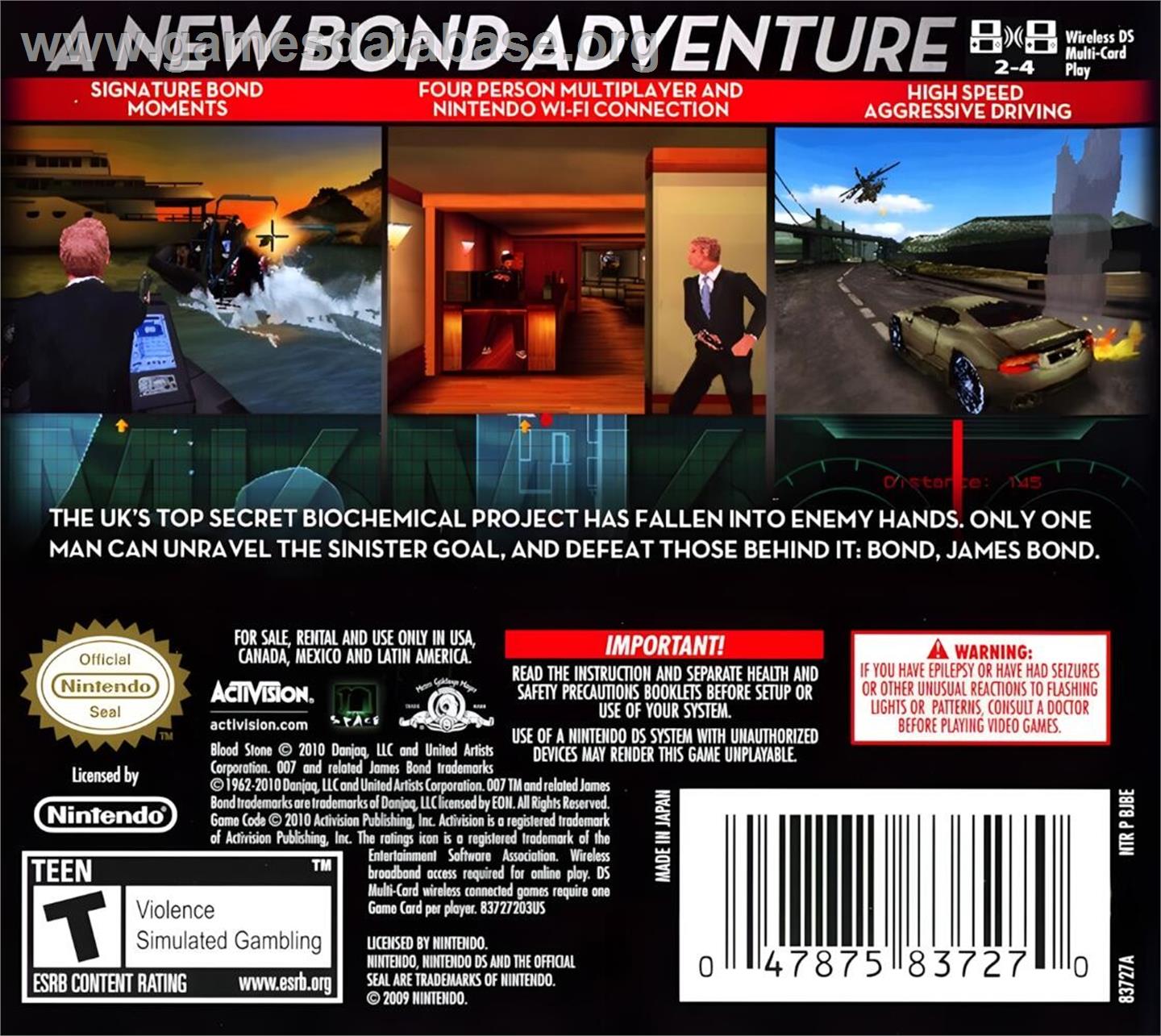 Blood Stone 007 - Nintendo DS - Artwork - Box Back