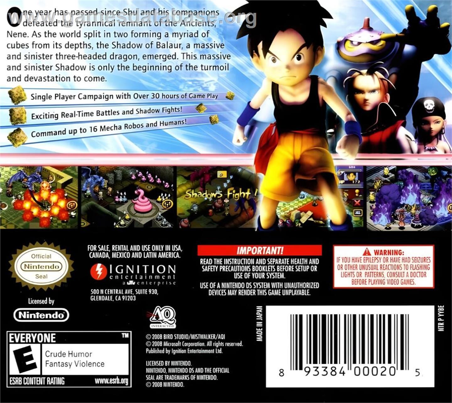 Blue Dragon Plus - Nintendo DS - Artwork - Box Back
