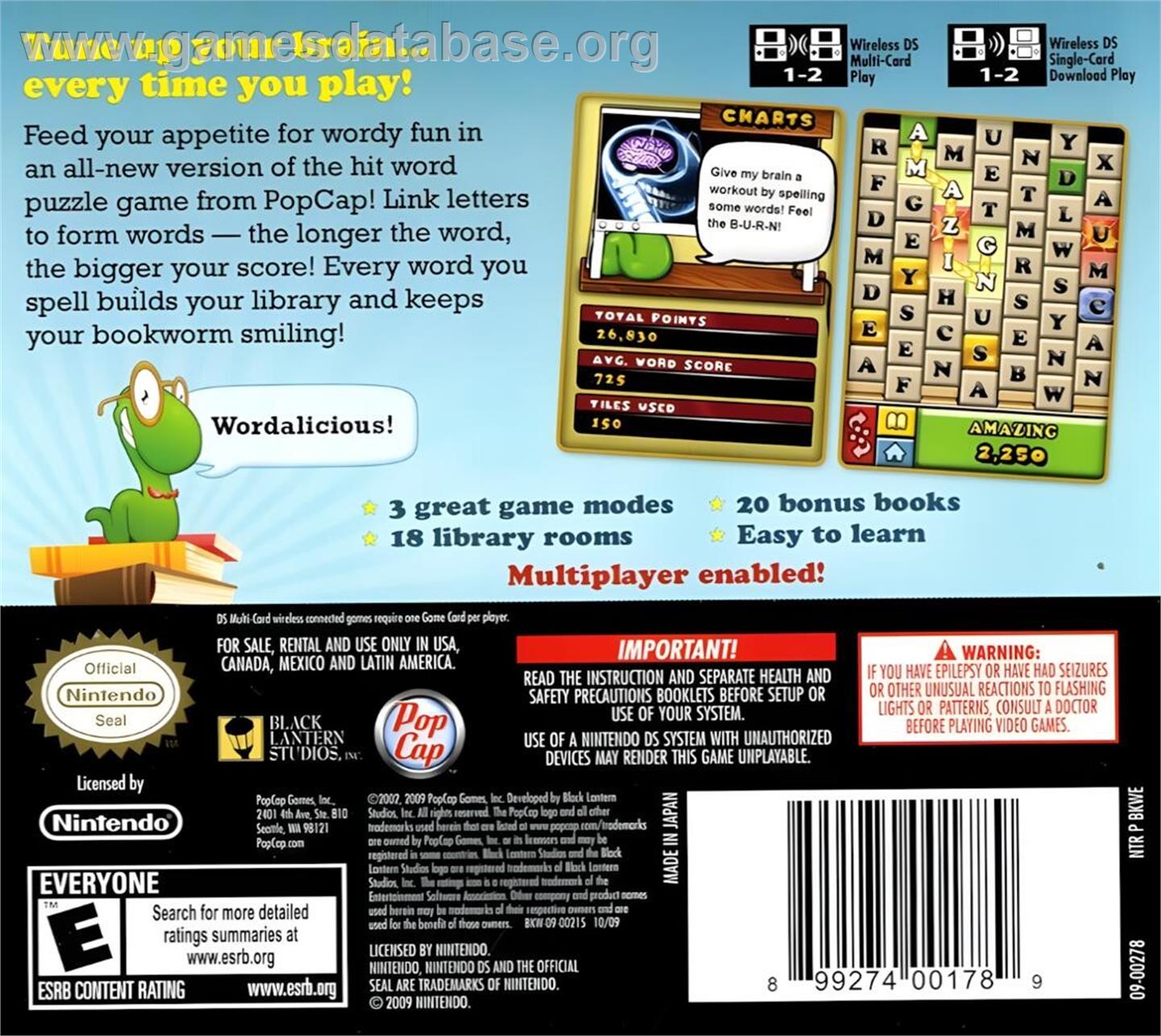 Bookworm - Nintendo DS - Artwork - Box Back