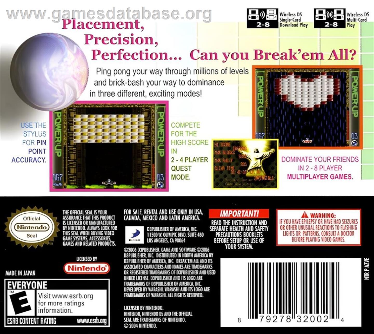 Break 'em All - Nintendo DS - Artwork - Box Back