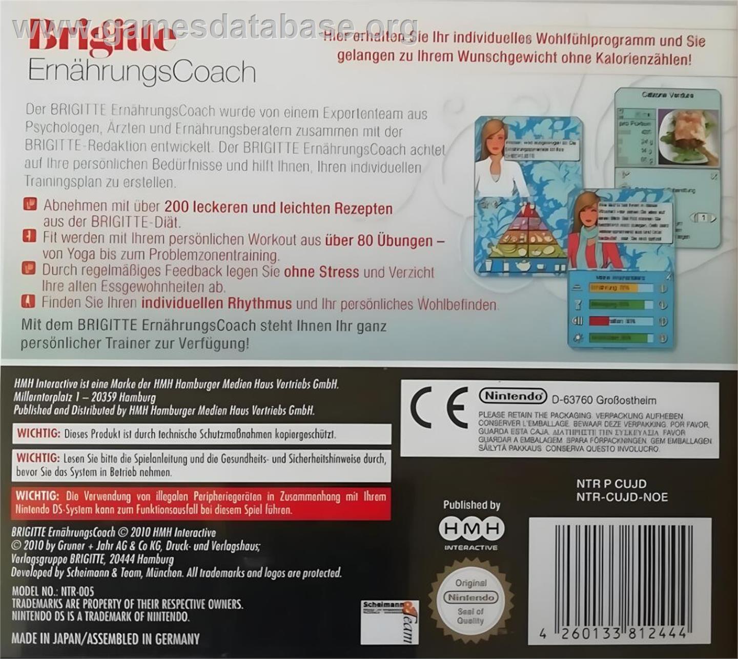Brigitte - Ernaehrungs Coach - Nintendo DS - Artwork - Box Back
