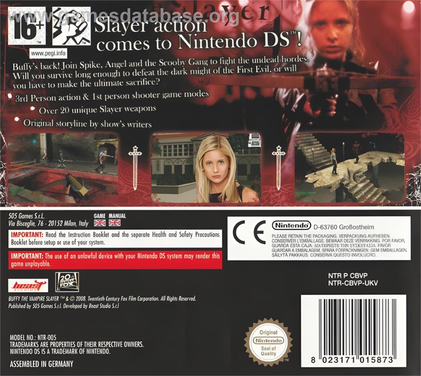 Buffy The Vampire Slayer - Sacrifice - Nintendo DS - Artwork - Box Back