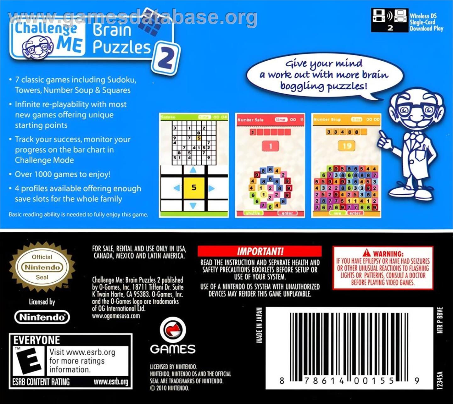 Challenge Me - Brain Puzzles 2 - Nintendo DS - Artwork - Box Back