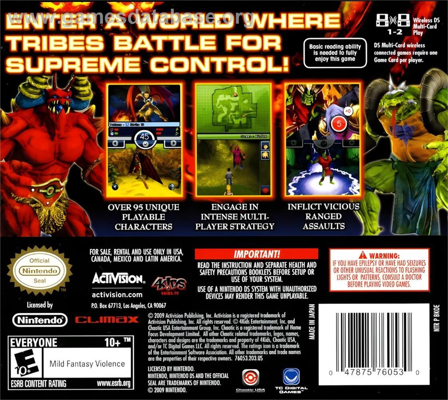 Chaotic - Shadow Warriors - Nintendo DS - Artwork - Box Back