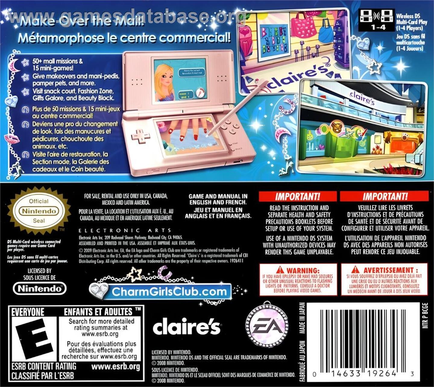 Charm Girls Club - My Fashion Mall - Nintendo DS - Artwork - Box Back