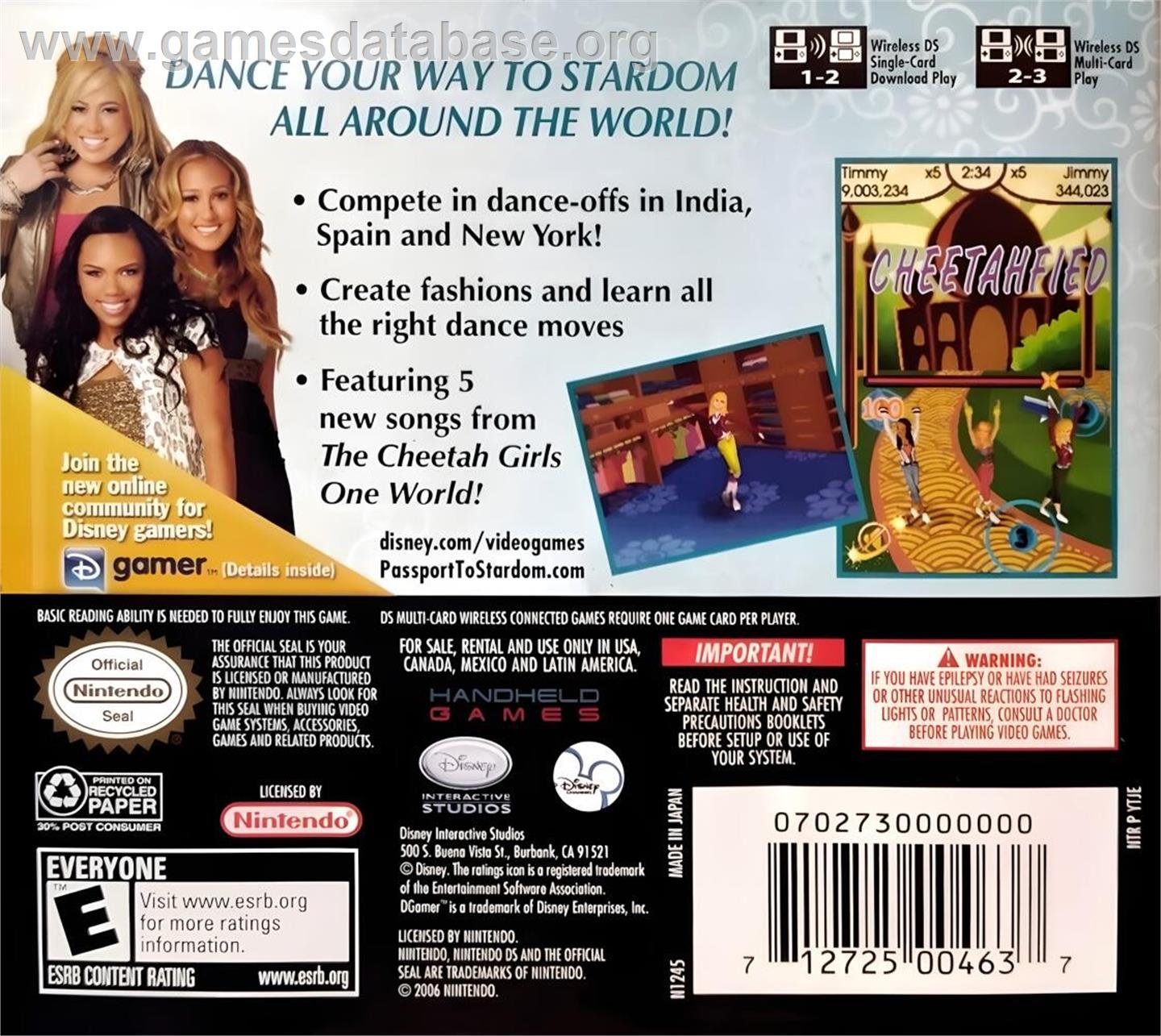 Cheetah Girls, The - Passport To Stardom - Nintendo DS - Artwork - Box Back