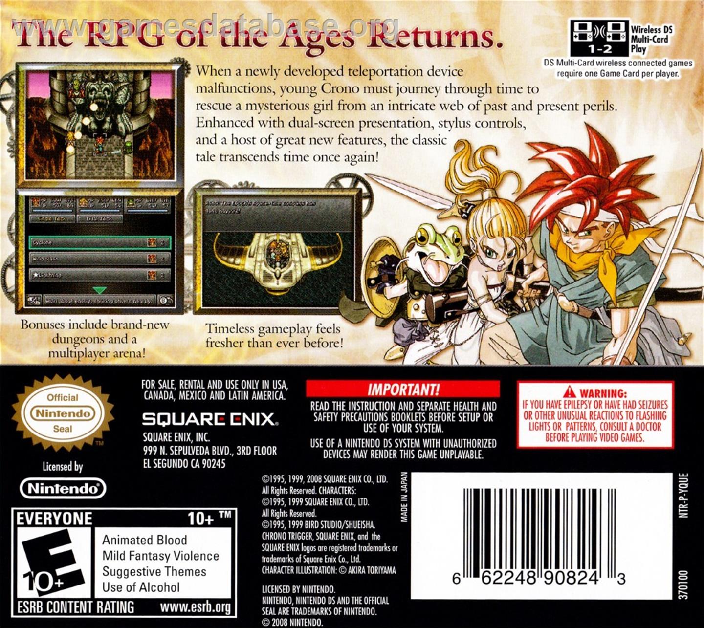 Chrono Trigger - Nintendo DS - Artwork - Box Back