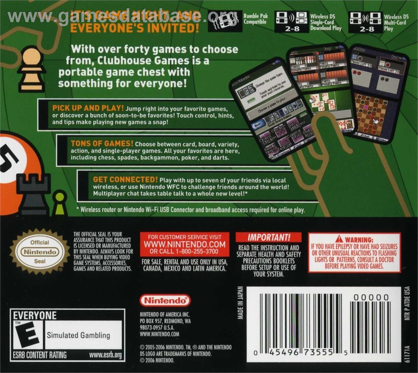 Clubhouse Games - Nintendo DS - Artwork - Box Back