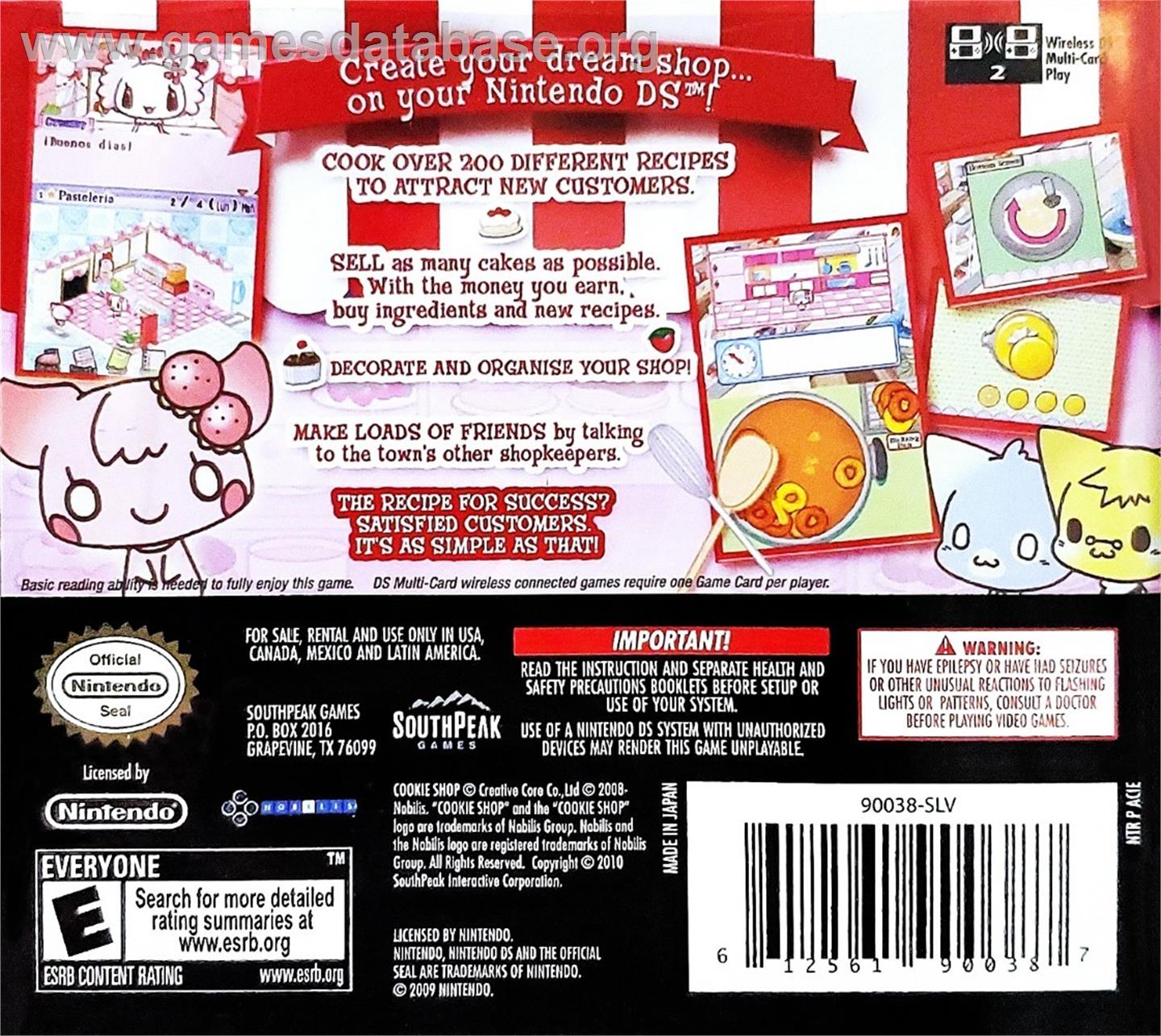 Cookie Shop - Create Your Dream Shop - Nintendo DS - Artwork - Box Back