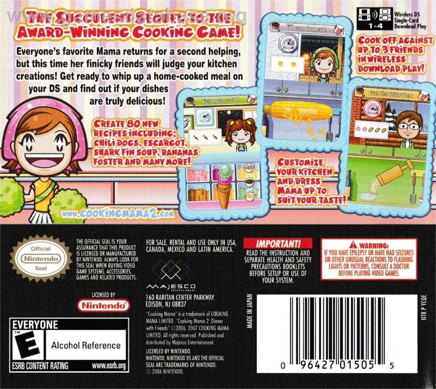 Cooking Mama 2 - Dinner With Friends - Nintendo DS - Artwork - Box Back