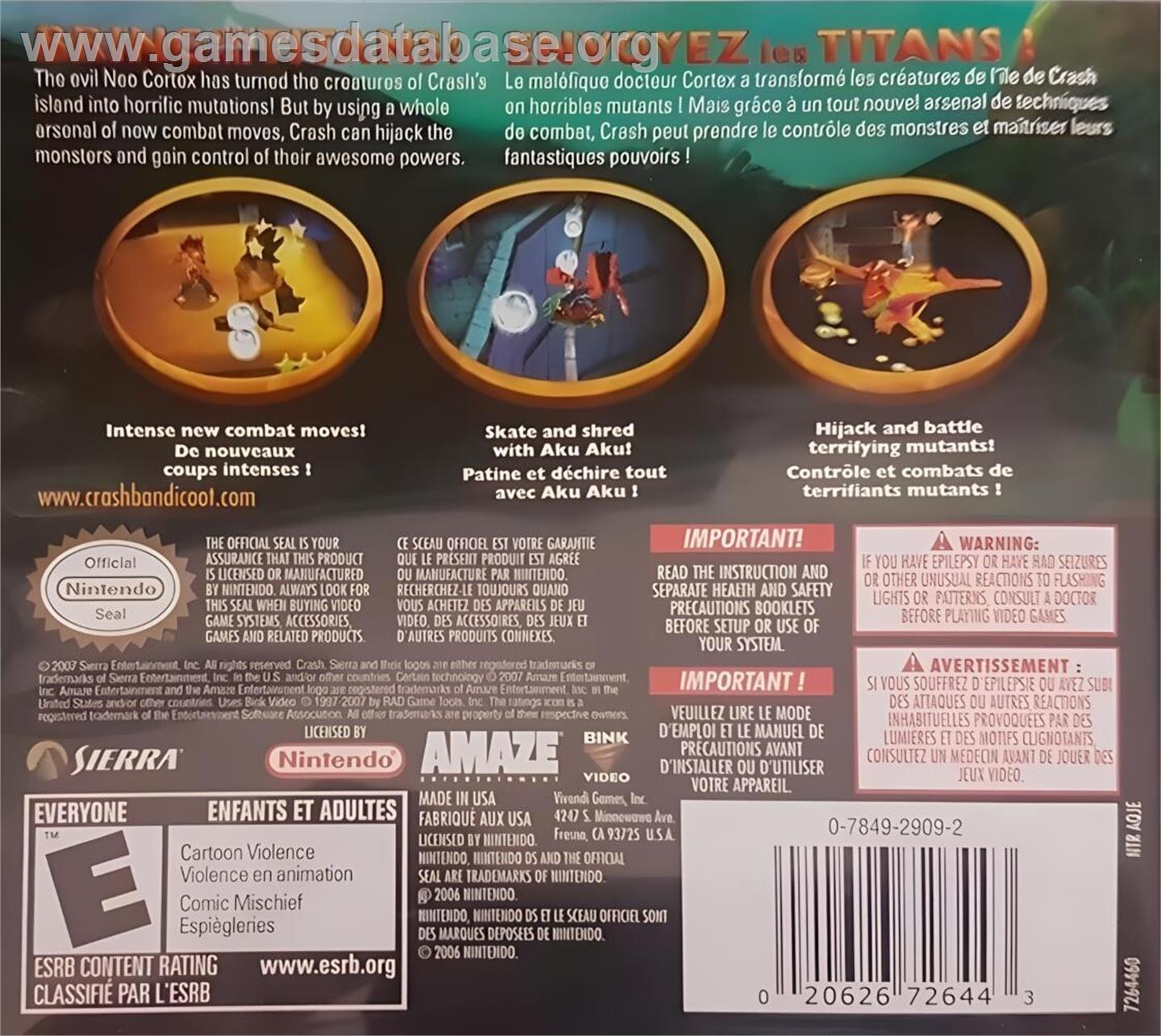 Crash Of The Titans - Nintendo DS - Artwork - Box Back