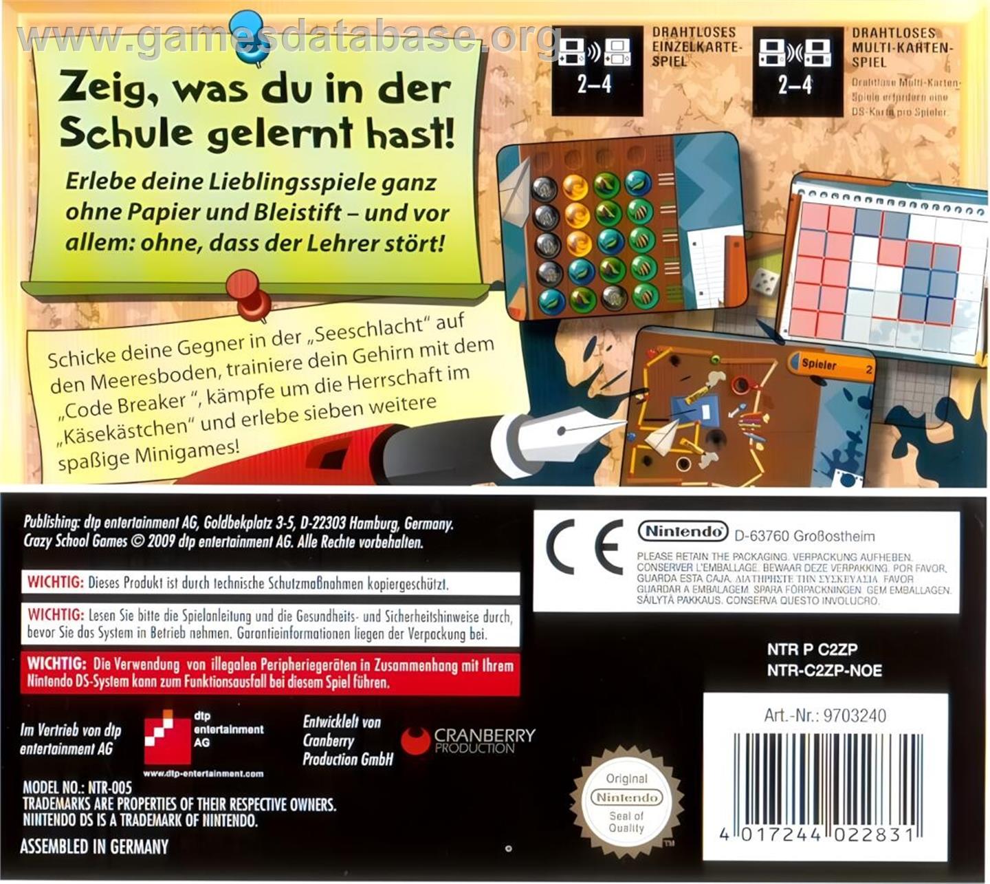 Crazy School Games - Nintendo DS - Artwork - Box Back