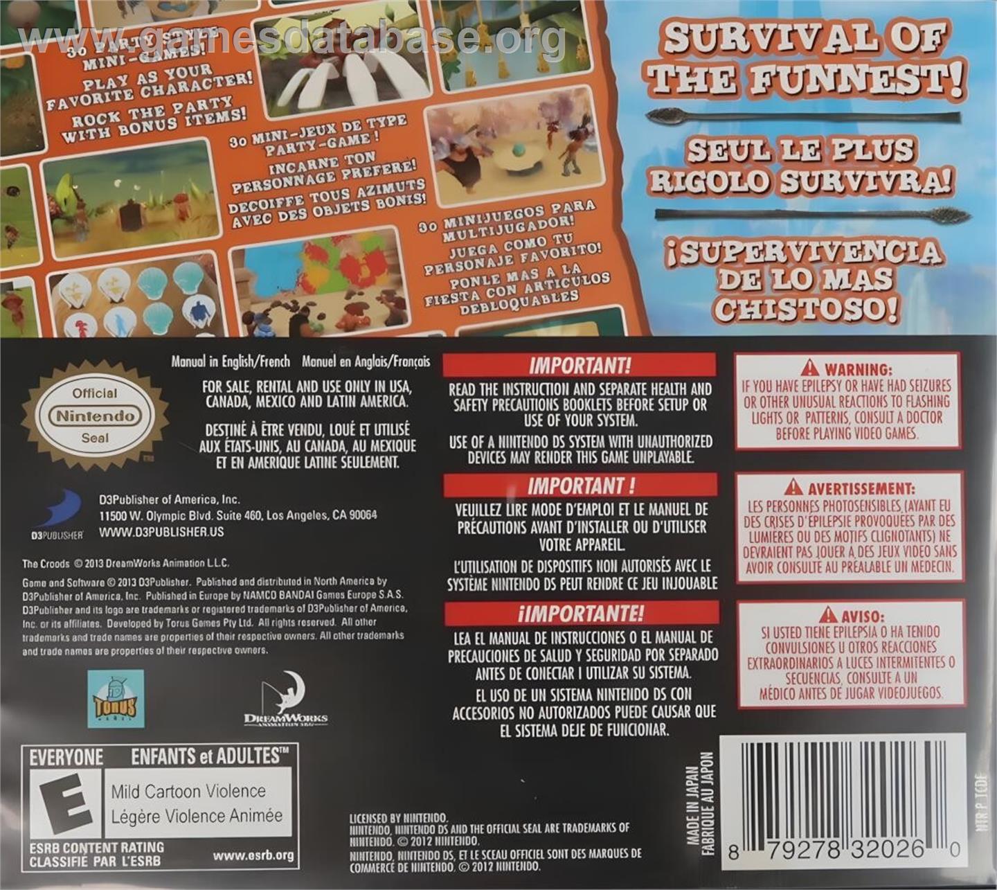 Croods - Fête Préhistorique, Les - Nintendo DS - Artwork - Box Back