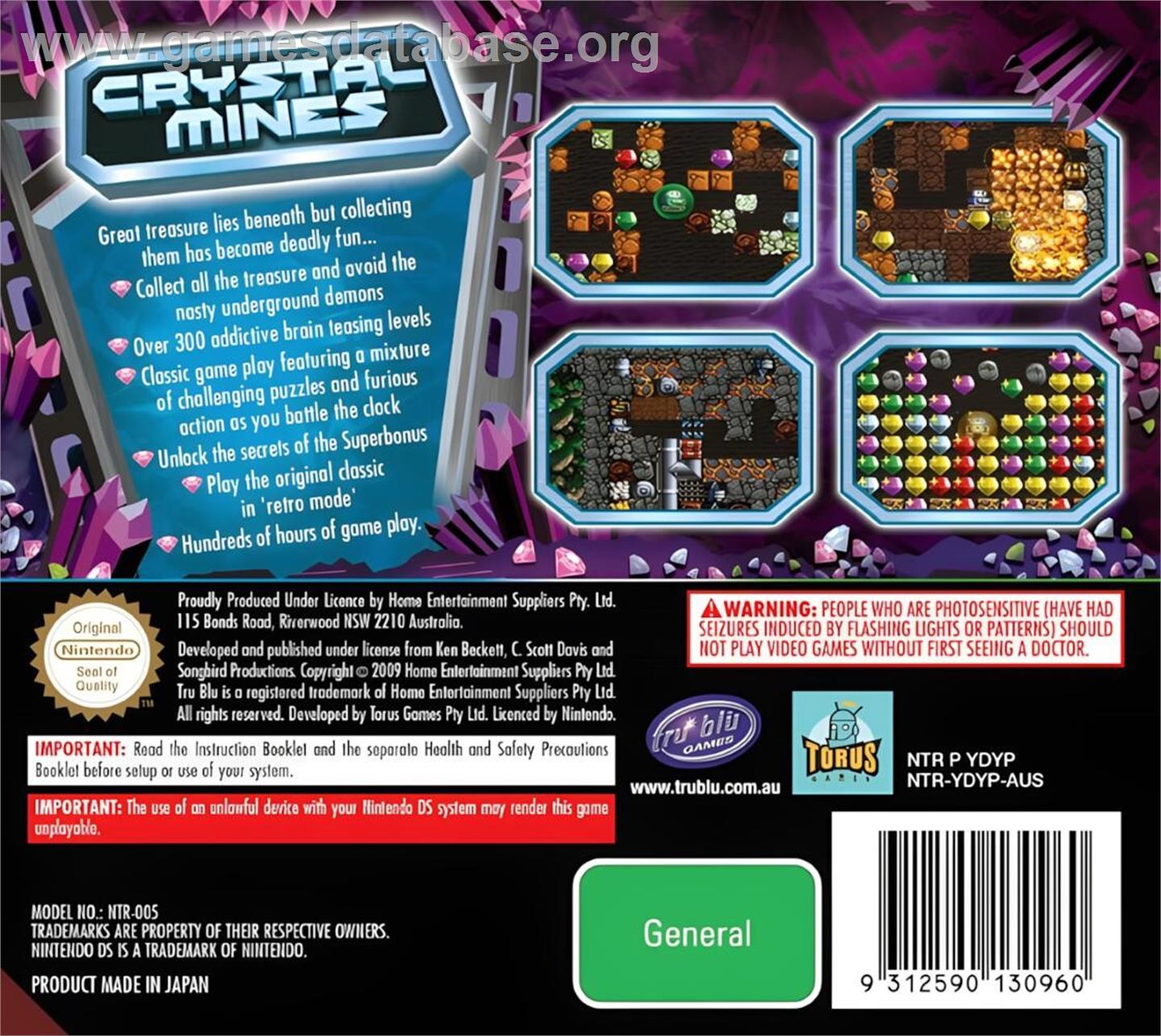 Crystal Mines - Nintendo DS - Artwork - Box Back