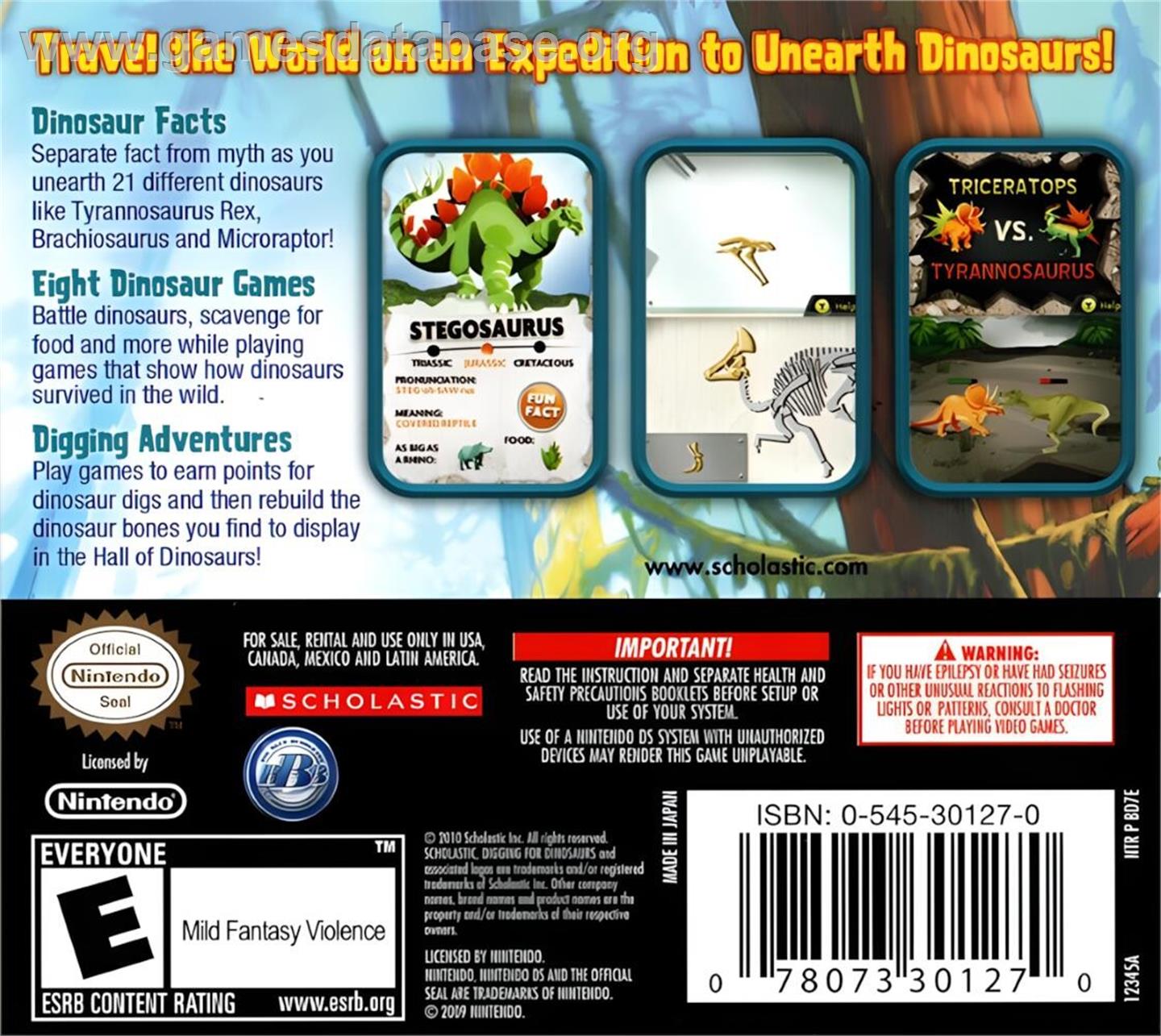 Digging For Dinosaurs - Nintendo DS - Artwork - Box Back