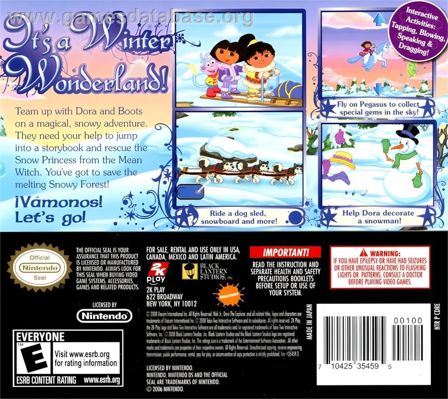 Dora Sauve La Princesse Des Neiges - Nintendo DS - Artwork - Box Back