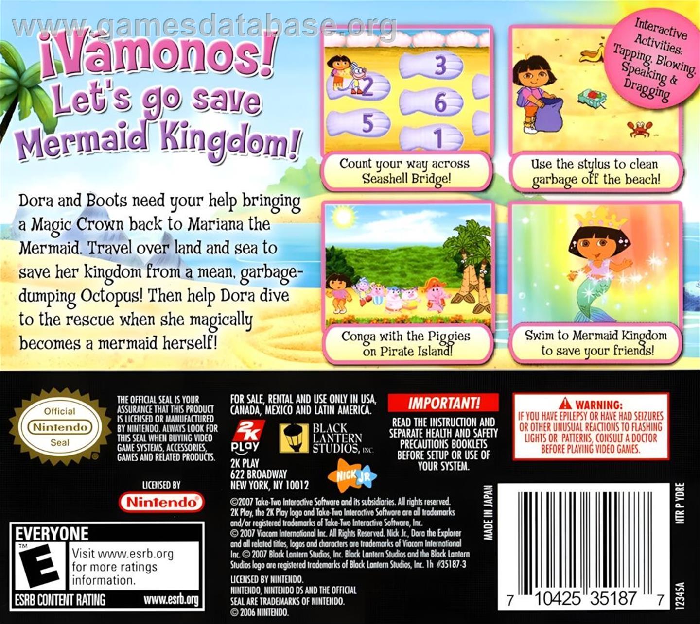 Dora Sauve Les Sirènes - Nintendo DS - Artwork - Box Back