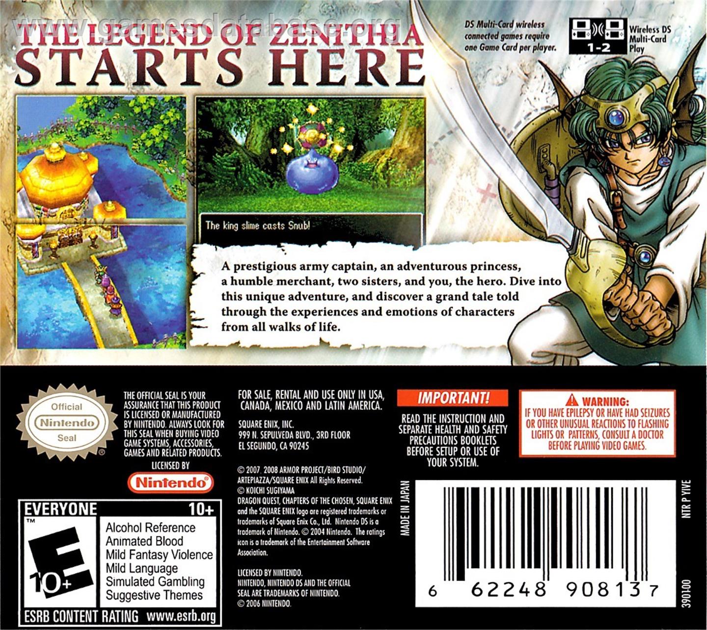 Dragon Quest 4 - Chapters Of The Chosen - Nintendo DS - Artwork - Box Back