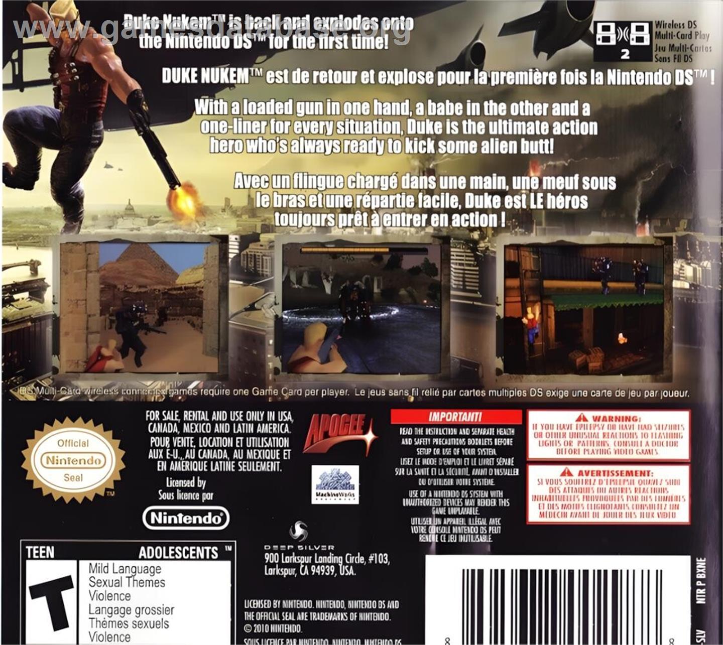 Duke Nukem - Critical Mass - Nintendo DS - Artwork - Box Back
