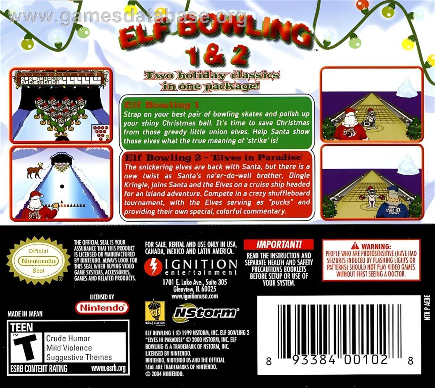 Elf Bowling 1 And 2 - Nintendo DS - Artwork - Box Back