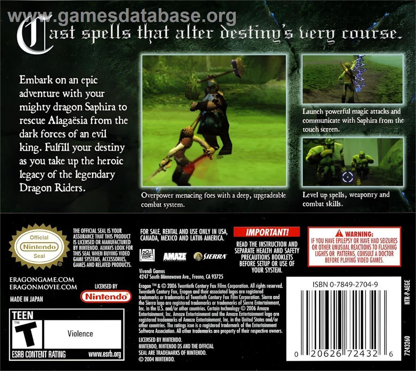 Eragon - Nintendo DS - Artwork - Box Back