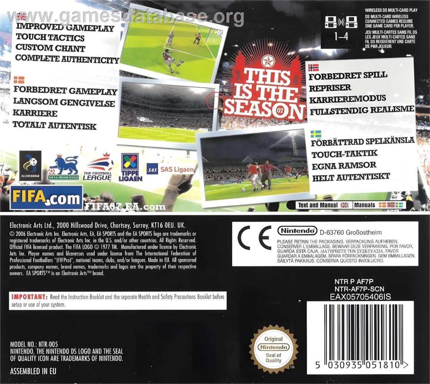 FIFA 07 - Nintendo DS - Artwork - Box Back