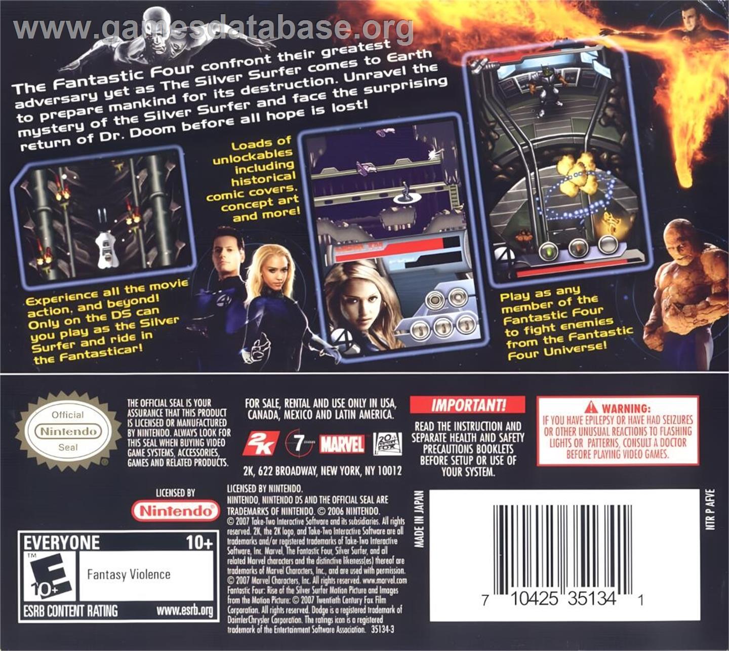 Fantastic Four - Rise Of The Silver Surfer - Nintendo DS - Artwork - Box Back