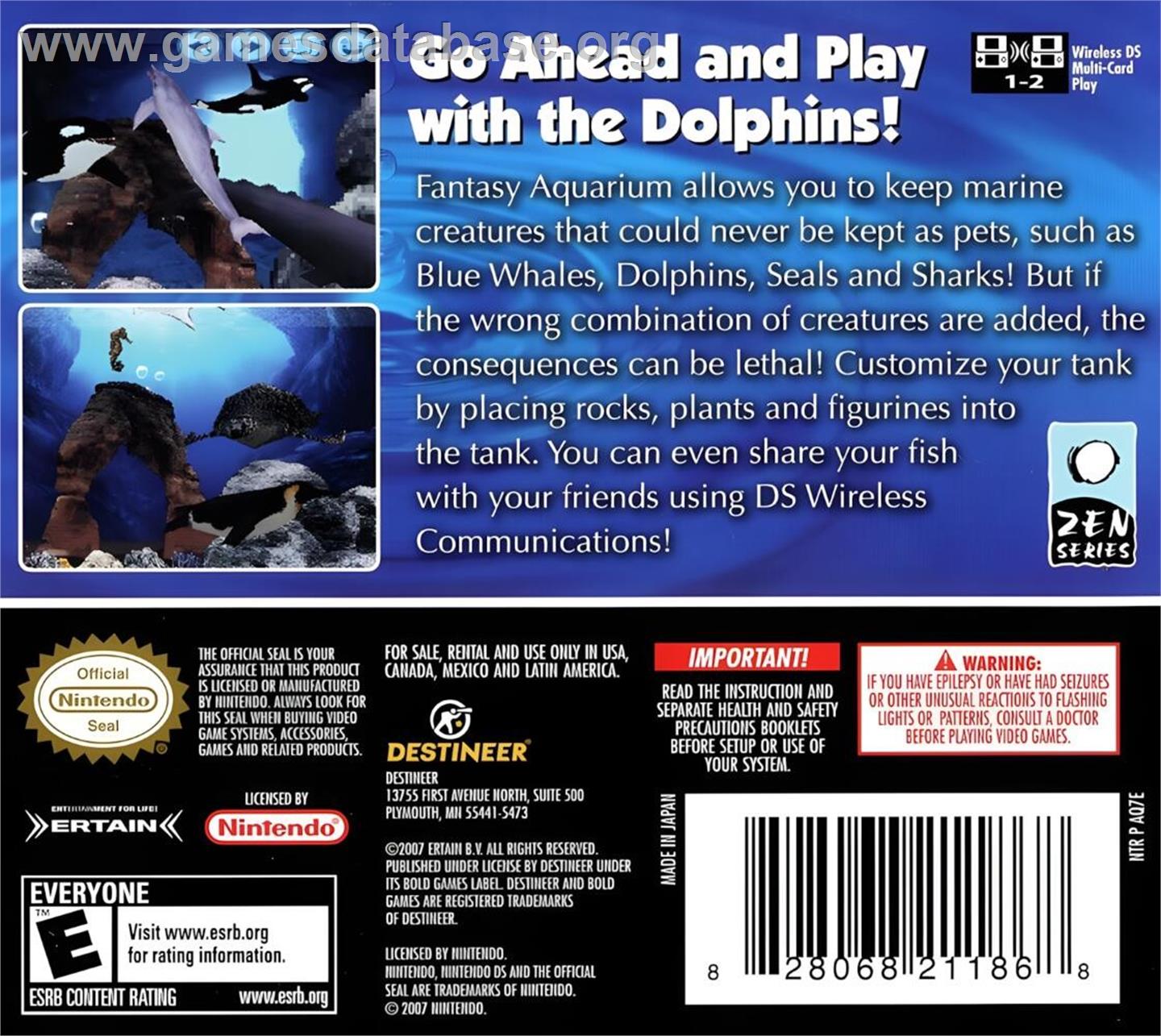Fantasy Aquarium By Ds - Nintendo DS - Artwork - Box Back
