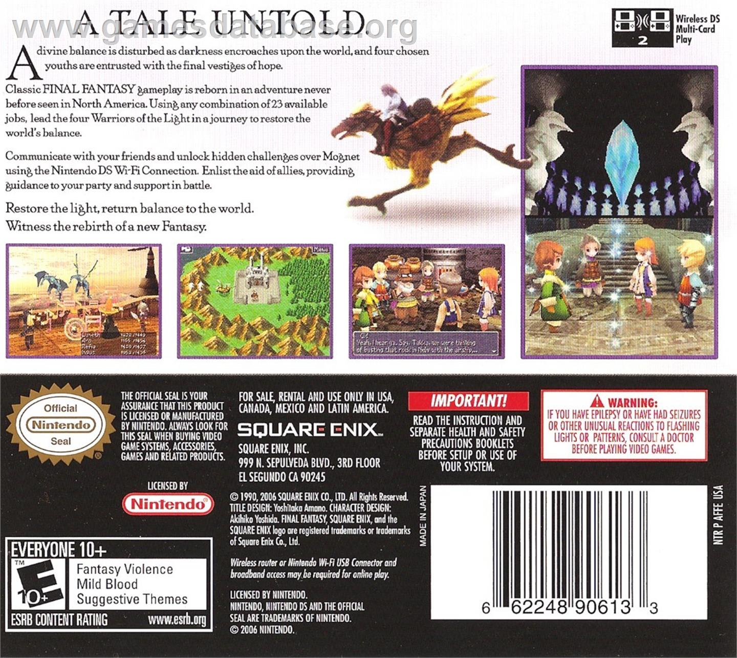 Final Fantasy 3 - Nintendo DS - Artwork - Box Back