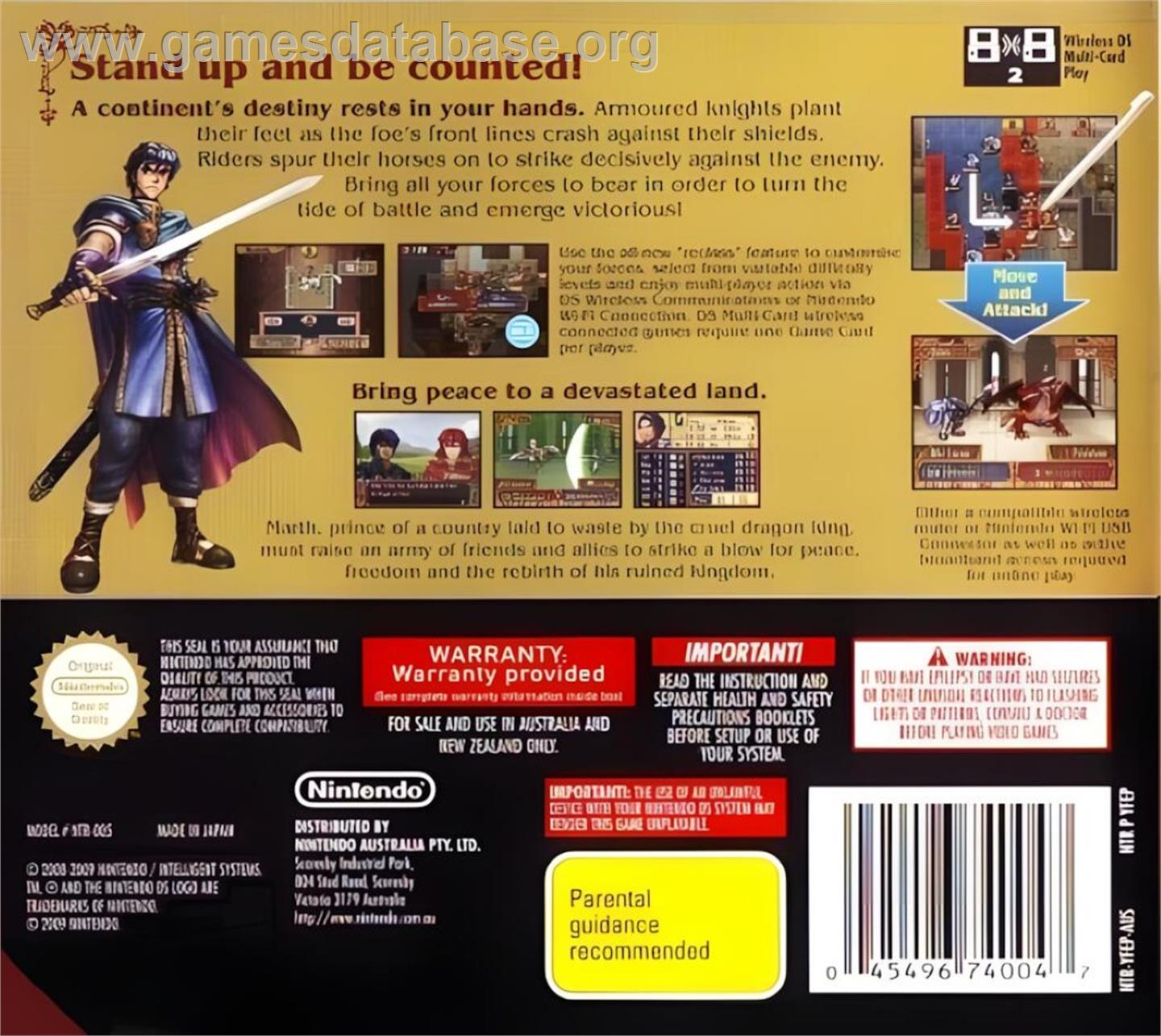 Fire Emblem - Shadow Dragon - Nintendo DS - Artwork - Box Back