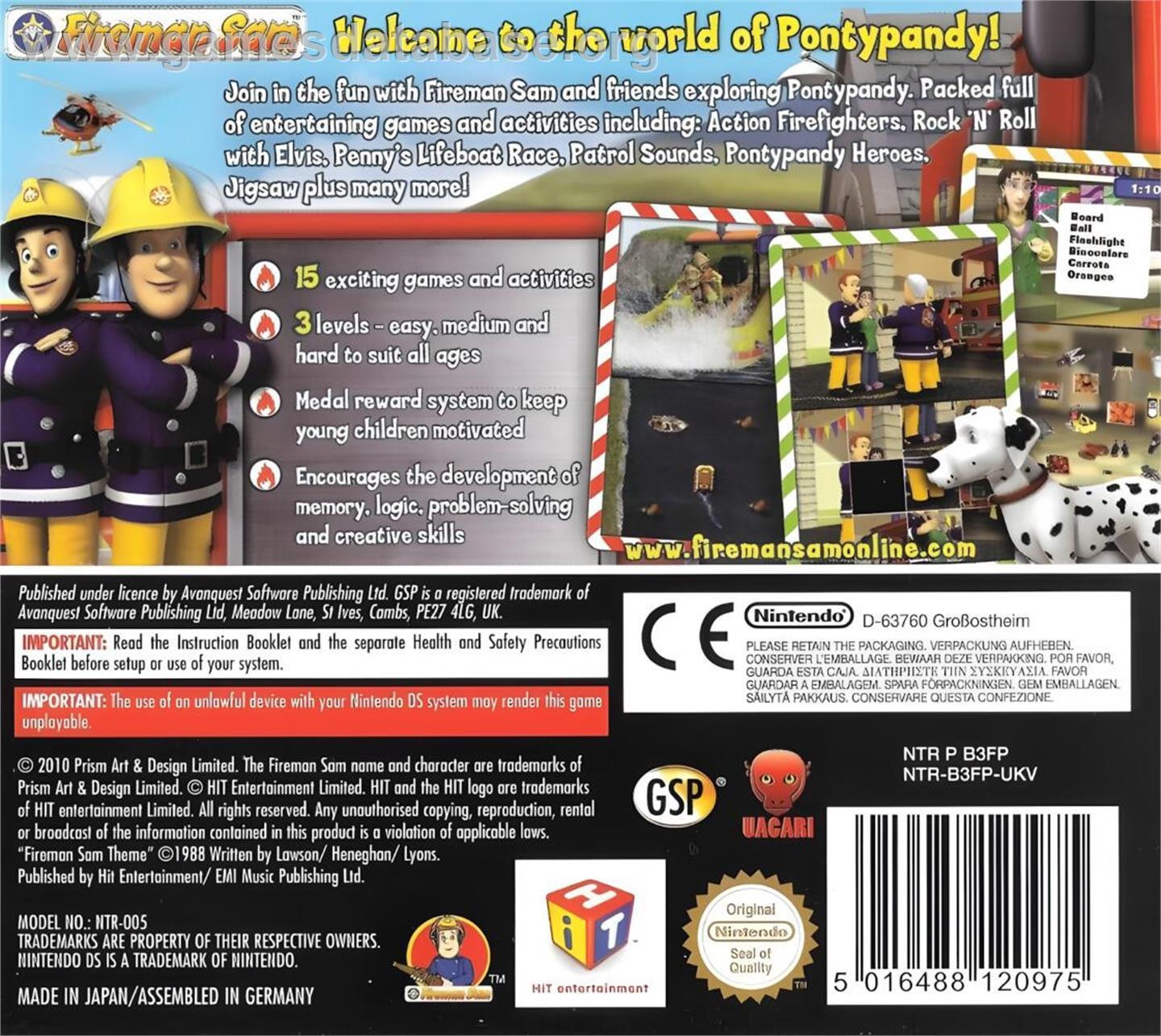 Fireman Sam - Nintendo DS - Artwork - Box Back