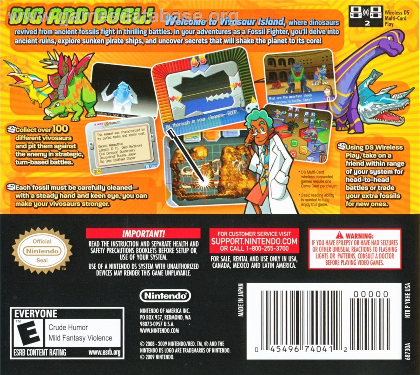 Fossil Fighters - Nintendo DS - Artwork - Box Back