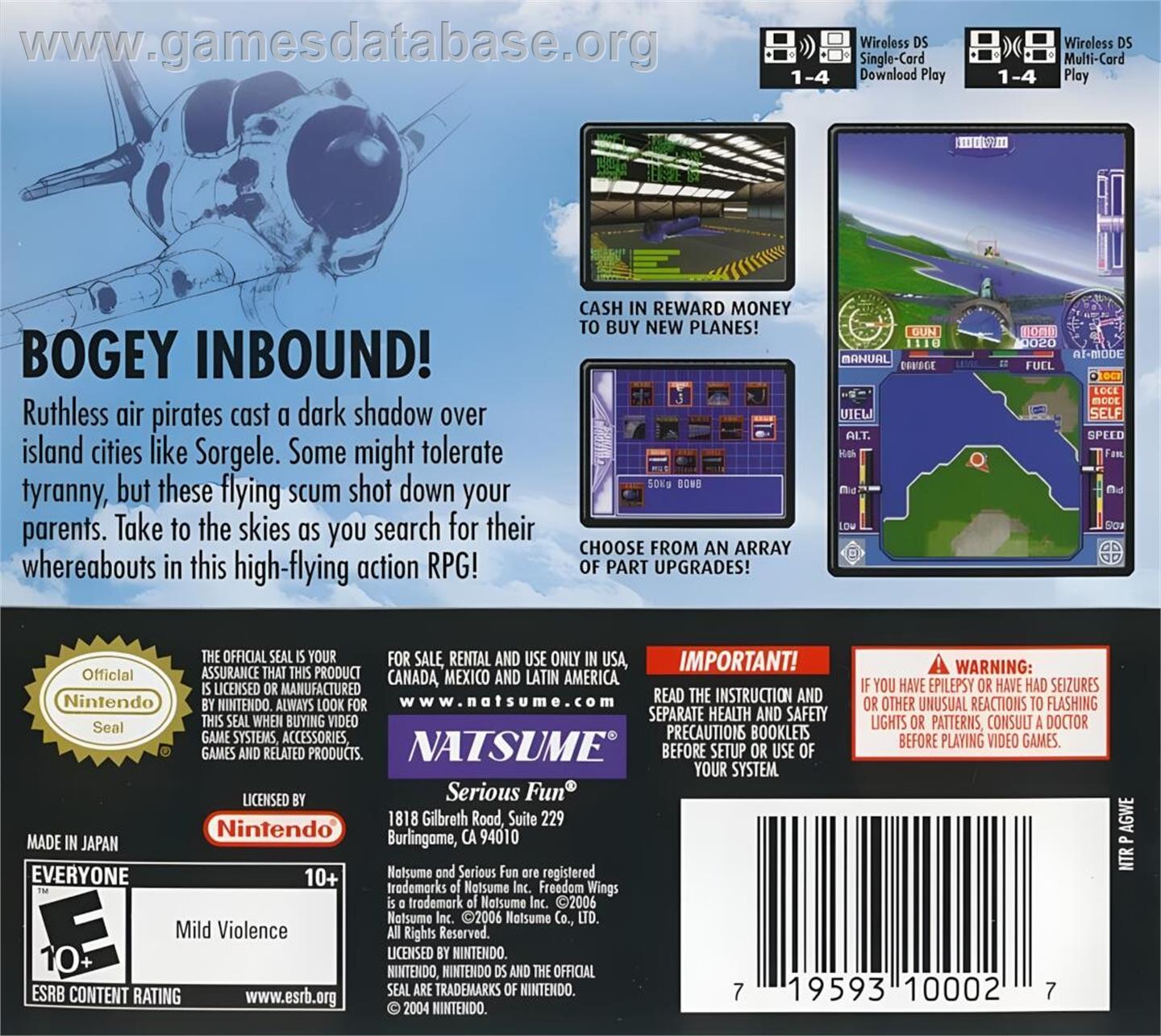 Freedom Wings - Nintendo DS - Artwork - Box Back