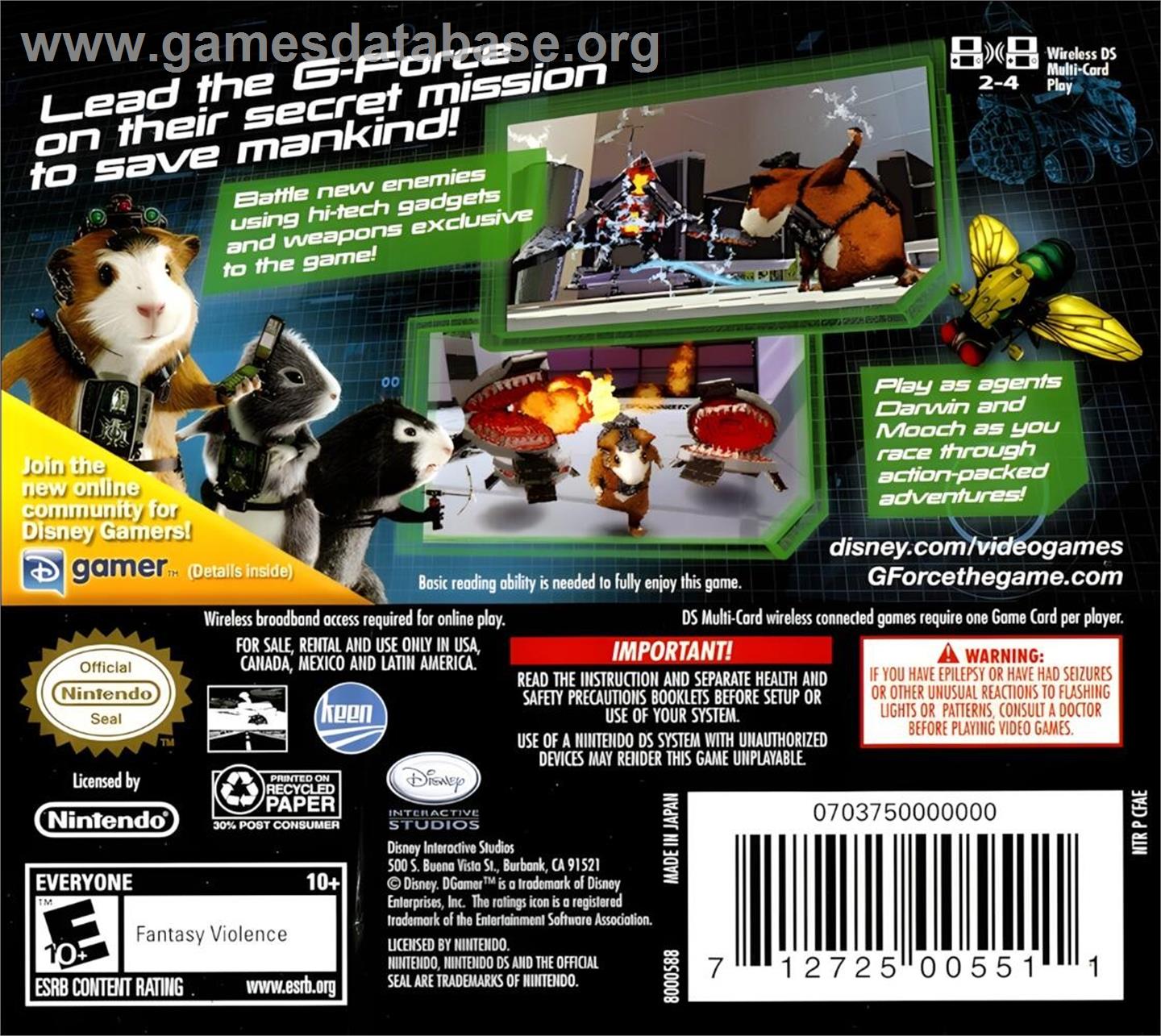 G-force - Nintendo DS - Artwork - Box Back